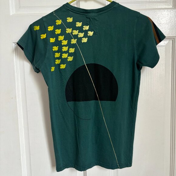 Free City T Shirt Green XS Bird Black Yellow Life Nature Love Color and Sound - Picture 3 of 6